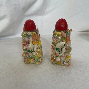 Vintage "Florida" Shell covered Salt & Pepper Shakers - in original packaging